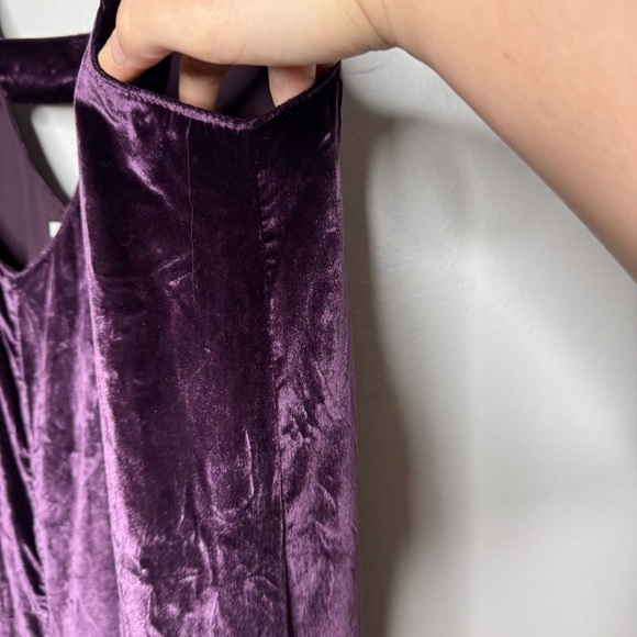 Anthropologie Maeve Purple Velvet Cropped Jumpsuit - Picture 10 of 13
